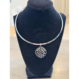 Delmarva Designs Artisan Fused Glass Pendant 1” Necklace • Stainless Choker 16”